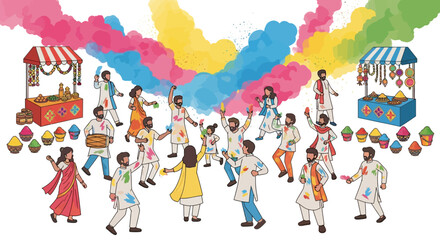 Fototapeta premium Joyful Holi Street Festival Celebration