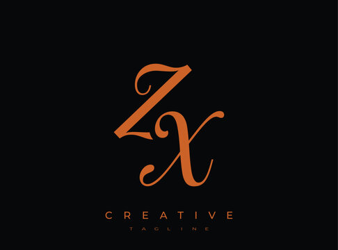 Elegant ZX Monogram Logo for Creative Branding, Feminine Calligraphy, Luxury Script and Wedding Stationery Design