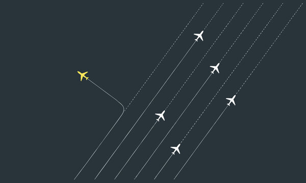 Different Direction - yellow plane changing course