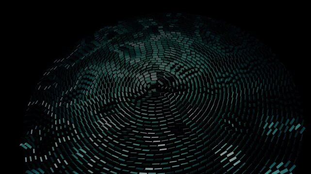 Dynamic digital grid radiating in concentric waves across a dark virtual space, an abstract technological illustration.