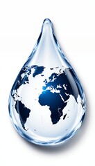 Obraz premium Creative Water Drop with World Map Reflection for Advertising Use