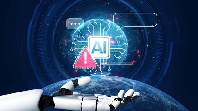AI interface showing prompt error warning and system alert. AI prompt failure can lead to incorrect output or hallucination. Managing AI prompt error is crucial in safe AI deployment. Muxer