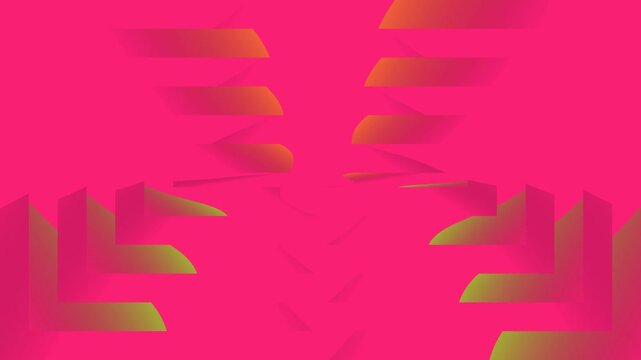 Abstract Motion Graphic Background with Flowing Pink and Purple Curves and Golden Sparkle Particles