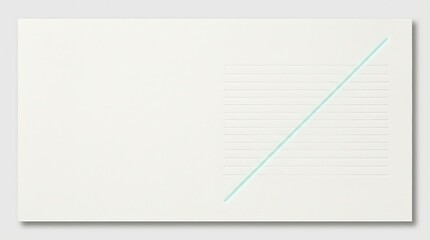 Minimal white cotton paper texture sheet with embossed ruled lines on right, diagonal teal glow beam and large copyspace for presentation background