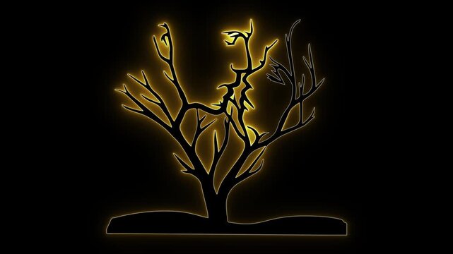 Glowing tree art. Face in branches. Nature silhouette. Golden glow effect. Abstract tree face. Organic identity. Spiritual nature. Mystical forest. Conceptual design. Hidden human form.