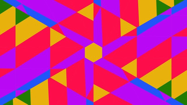 Abstract Kaleidoscope Motion Graphic Background with Rotating Geometric Triangles and Vibrant Colors