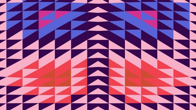 Abstract Geometric Motion Graphic Background with Symmetrical Purple and Navy Triangle Patterns