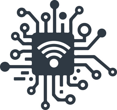 Wi fi enabled microchip icon for smart technology and iot devices