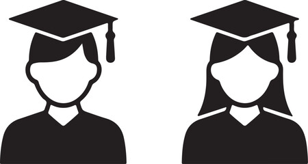 graduation cap and gown avatar icon set vector illustration