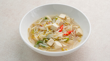 Tumis Tauge Tofu,  Indonesian stir fried bean sprouts mixed with tofu