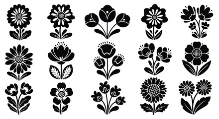 Fototapeta premium A collection of intricate and detailed floral designs in black and white