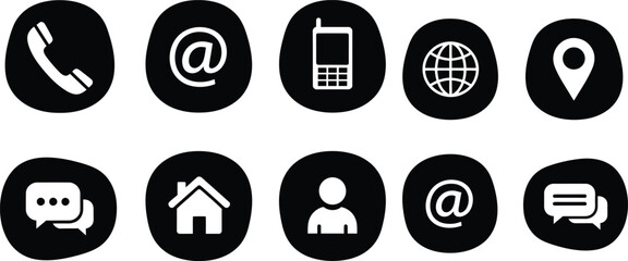 Collection of black and white communication icons © MDNaiem