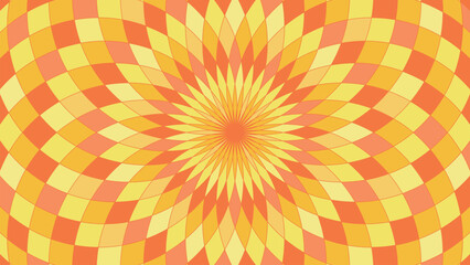 明るい色合いの抽象的な花の放射状イラスト