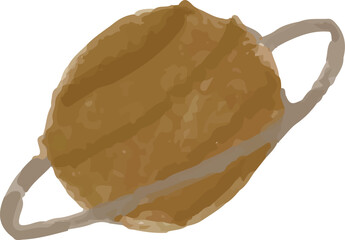 Cute Celestial Space Elements Saturn Saturnus Planet Brown Flat Vector Illustration © byRarity