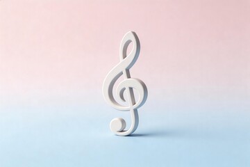 Obraz premium White treble clef on pastel background