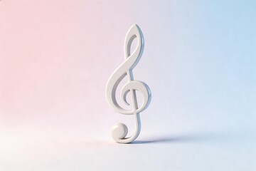 Obraz premium White music treble clef on pastel background