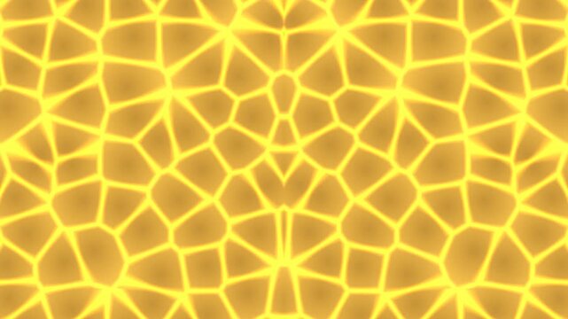 Abstract Yellow Caustic Motion Graphic Background with Symmetric Geometric Water Ripple Patterns