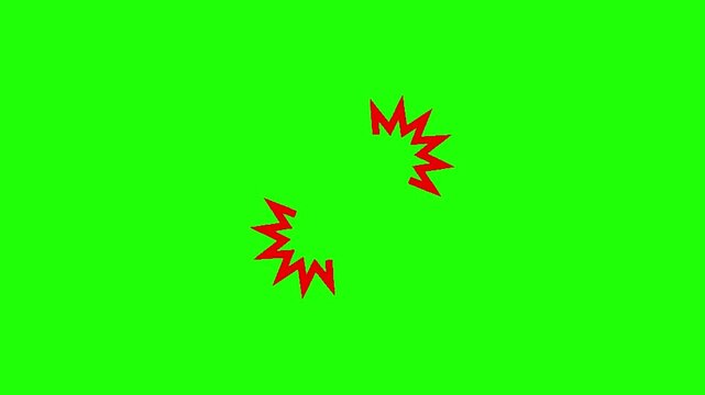 Red jagged splash burst shapes isolated on transparent background for explosion effect or comic style accent