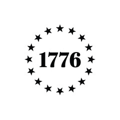 Vector illustration icon circle of stars surrounding the year 1776 in a simple design