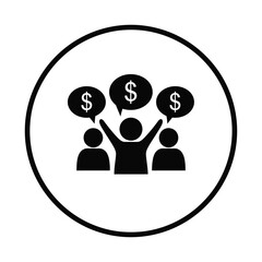 Vector illustration icon simple black icon of people celebrating financial success