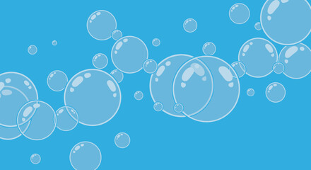 Floating Bubbles Background - Clear Spheres on Blue Sky
