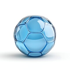 Naklejka premium Transparent Blue Soccer Ball on White Background with Glossy Finish and Unique Design