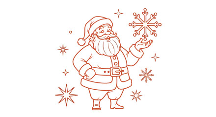 Santa Claus holds a snowflake on a winter night with magic sparkles © Hussnain