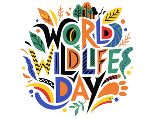 Obraz premium Endangered Animals and Nature Vector Illustration, World Wildlife Day Concept