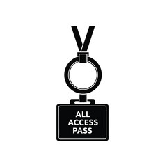 Vector illustration icon black all access pass vip badge icon with ribbon