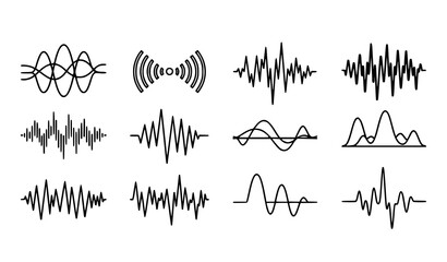 A collection of various sound wave vector graphics and icons © Ms