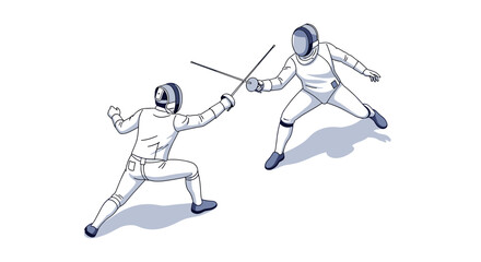 Obraz premium Fencers Engaged in Combat with Swords.