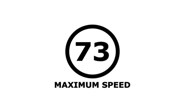 Maximum Speed 73 Traffic Sign &ndash; Regulatory Road Safety Symbol Isolated on White Background. Shin Tomei expressway speed limit 73 road sign.