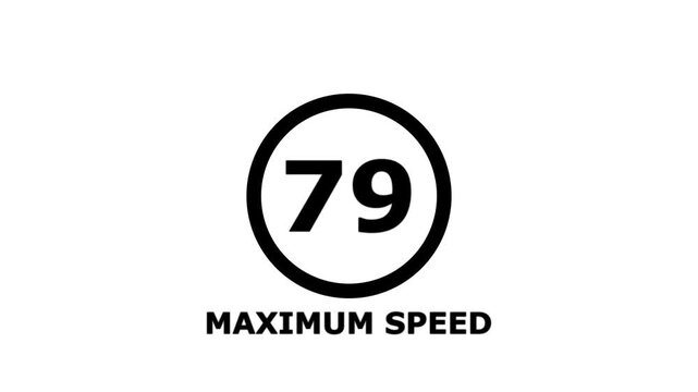 Maximum Speed 79 Traffic Sign &ndash; Regulatory Road Safety Symbol Isolated on White Background. Shin Tomei expressway speed limit 79 road sign.