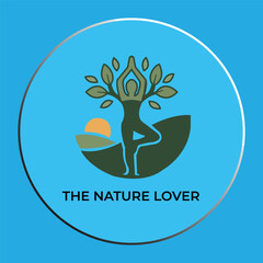 Tree Pose Yoga Silhouette Logo &ndash; Wellness and Nature Harmony Concept