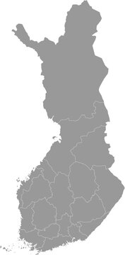Finland Map Gray Single Color Vector
