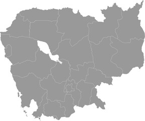 Obraz premium Cambodia Map Gray Single Color Vector