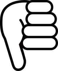 サムズダウンする手　低評価ボタン　ベクターイラスト素材