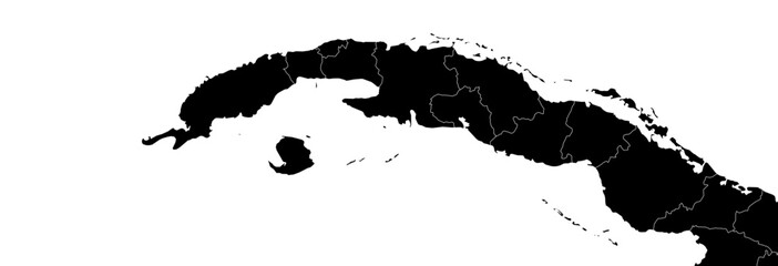 Naklejka premium Cuba Map Black Single Color Vector
