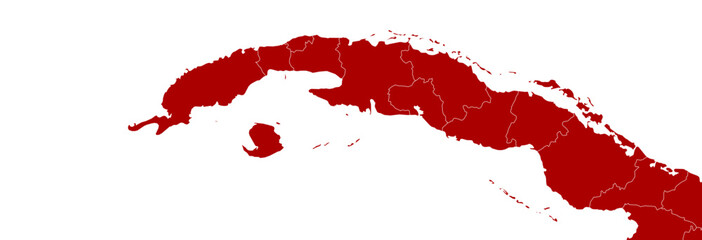 Cuba Map Red Single Color Vector
