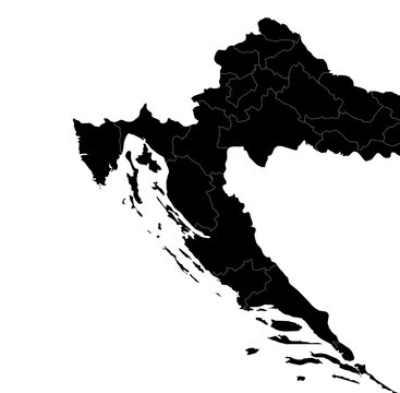 Croatia Map Black Single Color Vector
