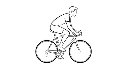 Obraz premium Man Riding Bicycle Line Drawing Illustration.