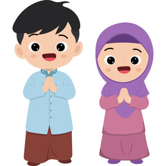 Obraz premium Muslim Children Greeting