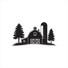  Rustic farmhouse silhouette vector