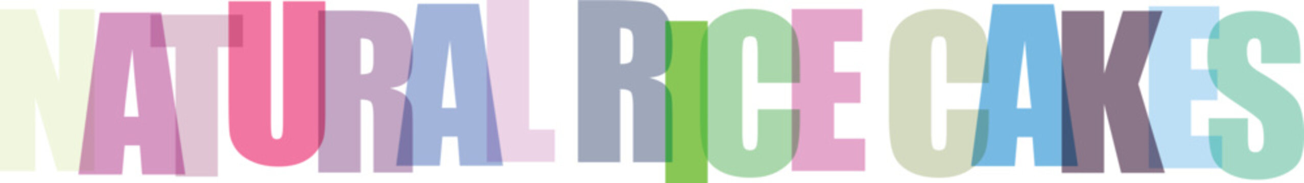 Colorful gradient text aural rice cakes on pastel background pastel colors