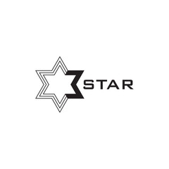 Obraz premium Modern Minimalist Logo Design Featuring a Stylized Geometric Star and Number Three