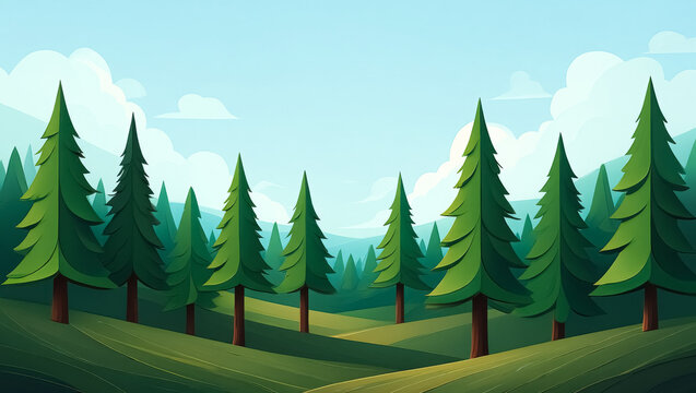 Forest with a lot of trees and a clear blue sky