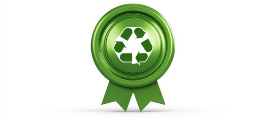 The Recycling Badge Ribbon Emblem Representing Green Sustainability and Eco Friendly Commitment