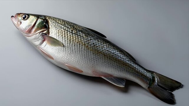 Fresh Whole Fish Lying Still on Plain Background for Culinary or Seafood Product Use