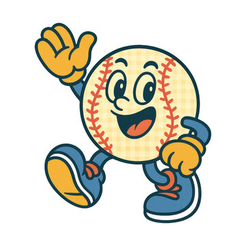 PNG Cheerful baseball character illustration.