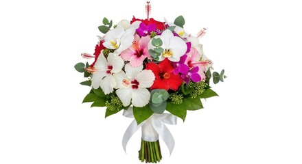 Beautiful Wedding Bouquet with Flowers and Ribbon.